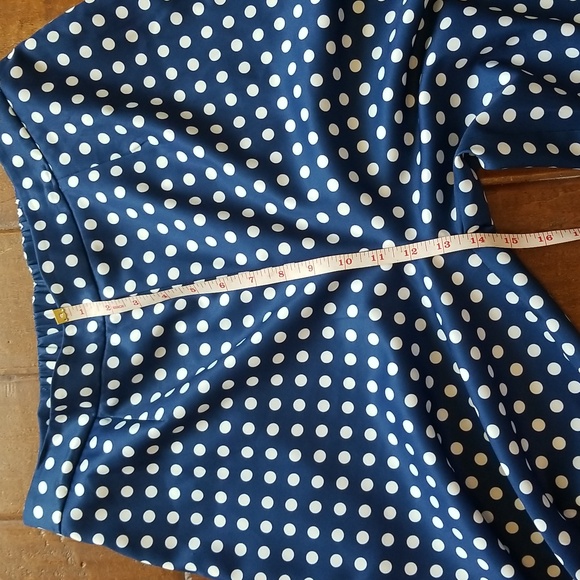Lucy Paris Womens Wide Leg Blue White Polka Dot Pants Size Extra Large - Picture 8 of 13